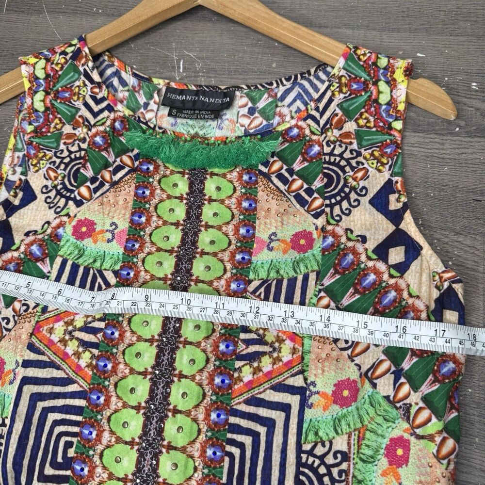 Hemant Nandita Boho Maxi Dress Womens Small Artsy Geometric Tribal Boho Resort - Picture 5 of 12